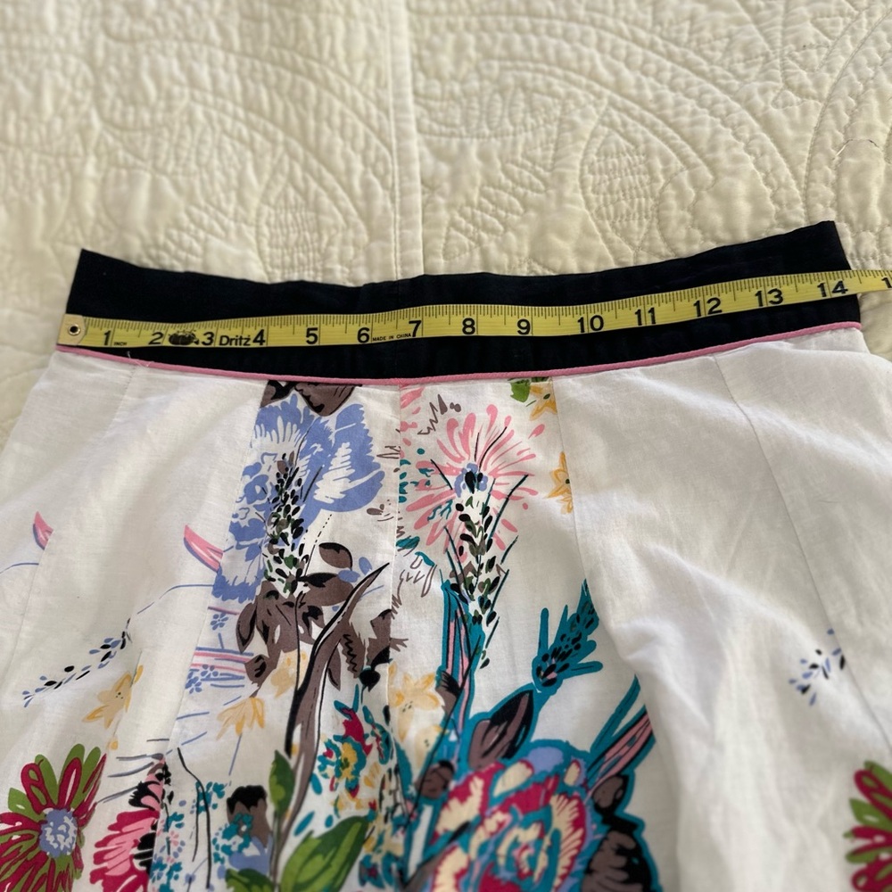 Modbe Floral Skater Skirt XS Cottagecore Boho Garden Print Cotton Ruffle Hem - Picture 7 of 10